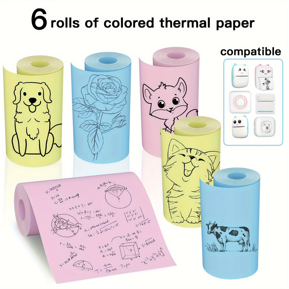 Multicolor -Thermaldruckpapier 57 mm - 6/12 pcs kompatibel mit tragbaren Druckern