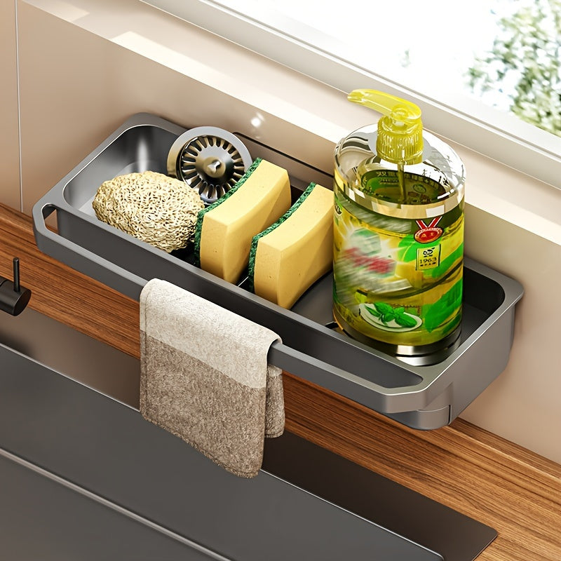 Multifunctional Wall-Mounted Dish Cloth & Sponge Holder for Kitchen and Bathroom