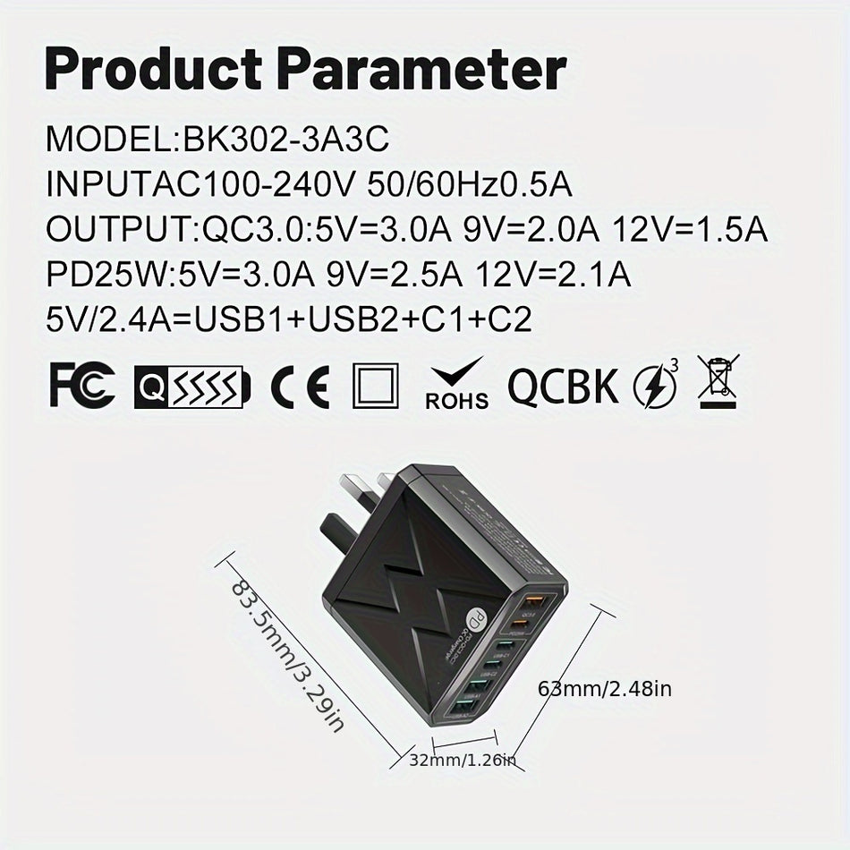 Kaxoe 40W PD 6 -Port USB C Schnelles Ladegerät - Zypern: revolutionieren Sie Ihr Ladespiel!