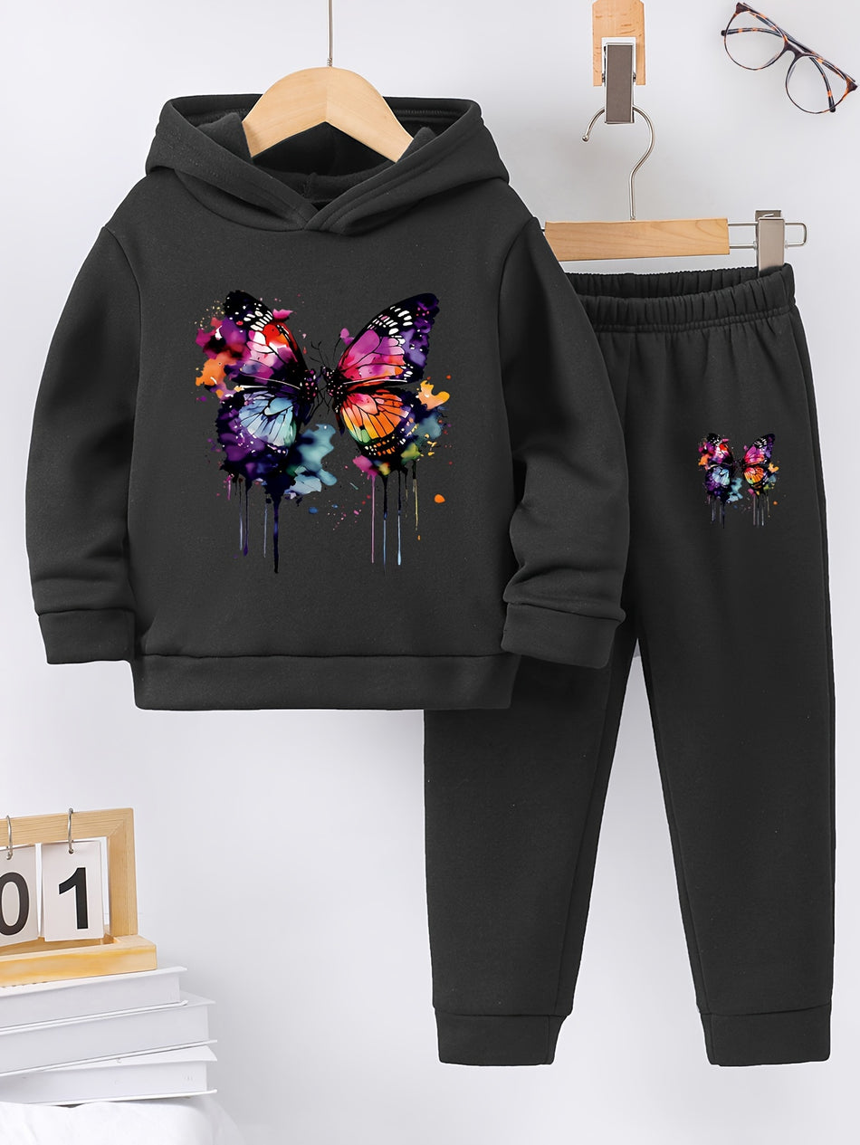 Tie Dye Butterfly Graphic Hoodie Set - Cyprus