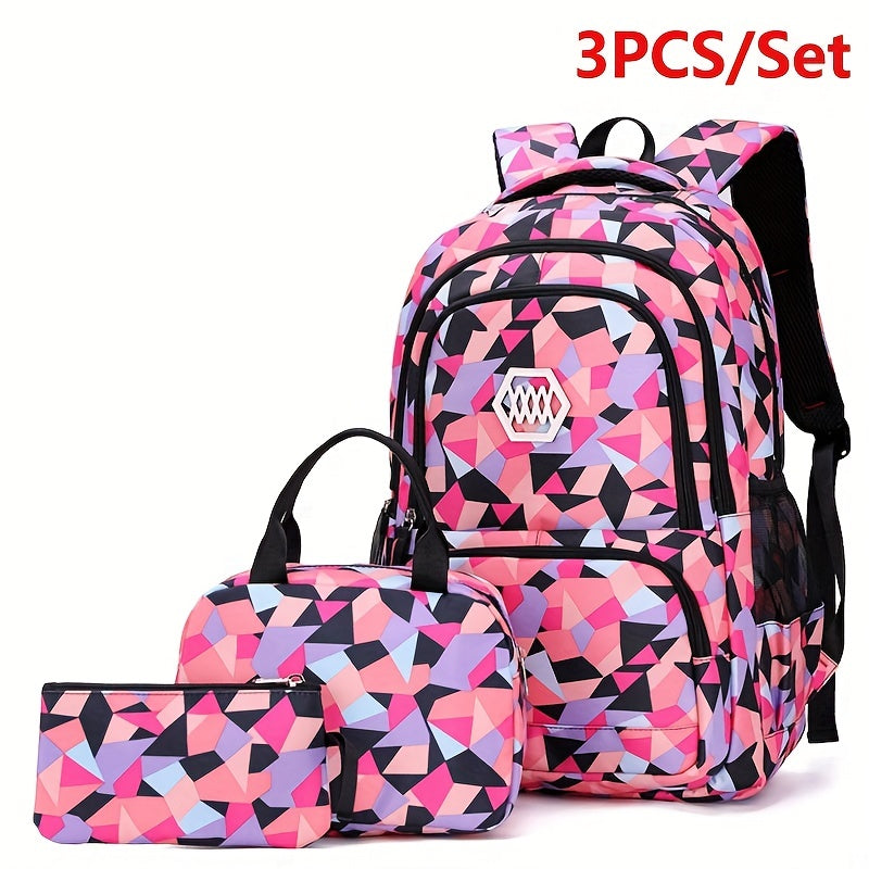 Colour Block Backpacks with Multi-Layers + Handbags + Clutch Bags - Perfect for School & Outdoor Activities - Cyprus