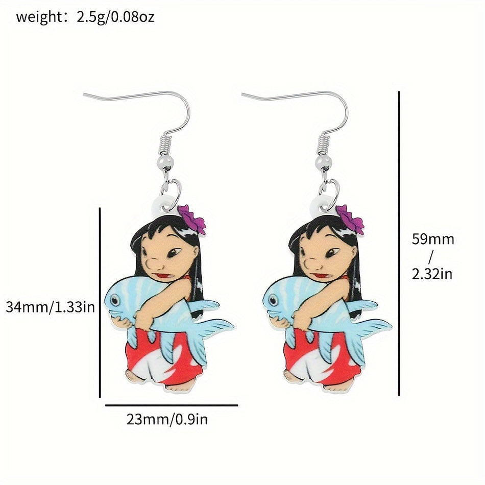 Lilo & Stitch Christmas Acrylic Pendant Ear Drop Earrings - Cyprus