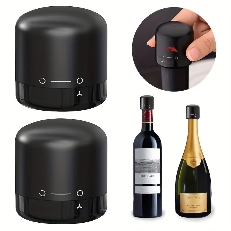 Black Rotating Wine Stopper - Leakproof Seal for Red Wine Bottles - Kitchen & Dining Accessory Wine Tumbler with Lid - XK14066 - Cyprus