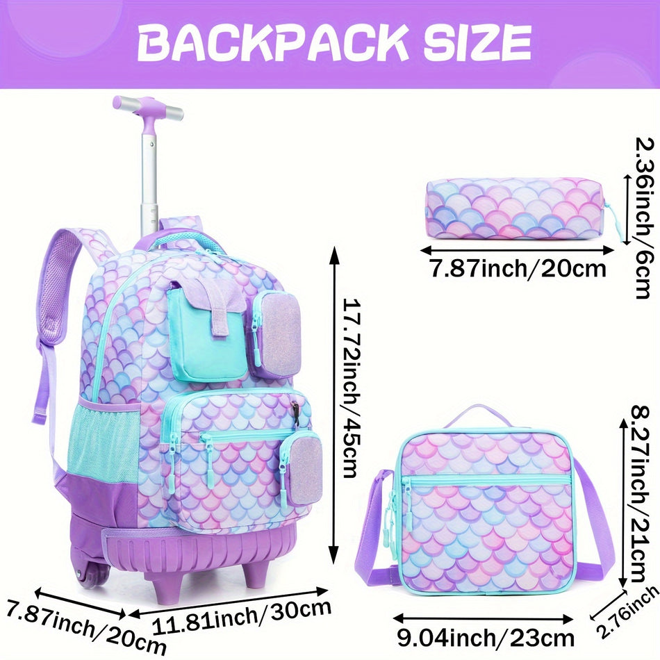 Kids 3-in-1 Rolling Backpack with Telescopic Handle - Cyprus