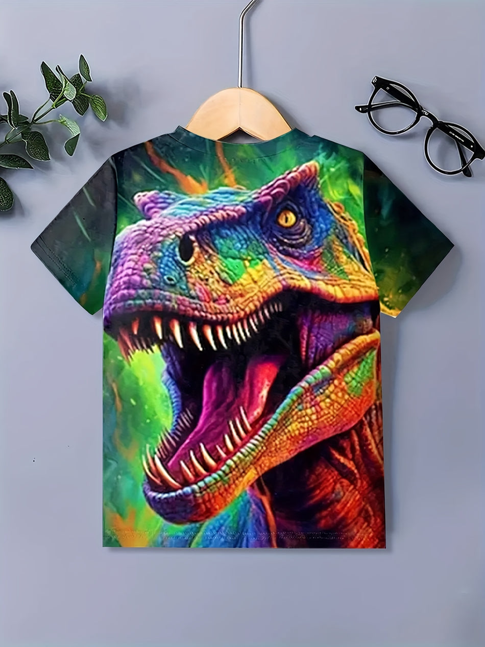 Erkekler için Renkli Dinozor 3D Baskı T -Shirt - Kıbrıs