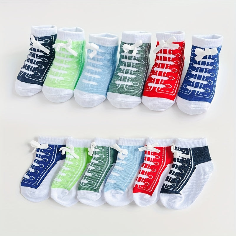 3/6 Pairs Of Baby Boys Mixed Colors Short Crew Socks, Breathable Comfortable Sport Socks For Infant Newborn Toddlers