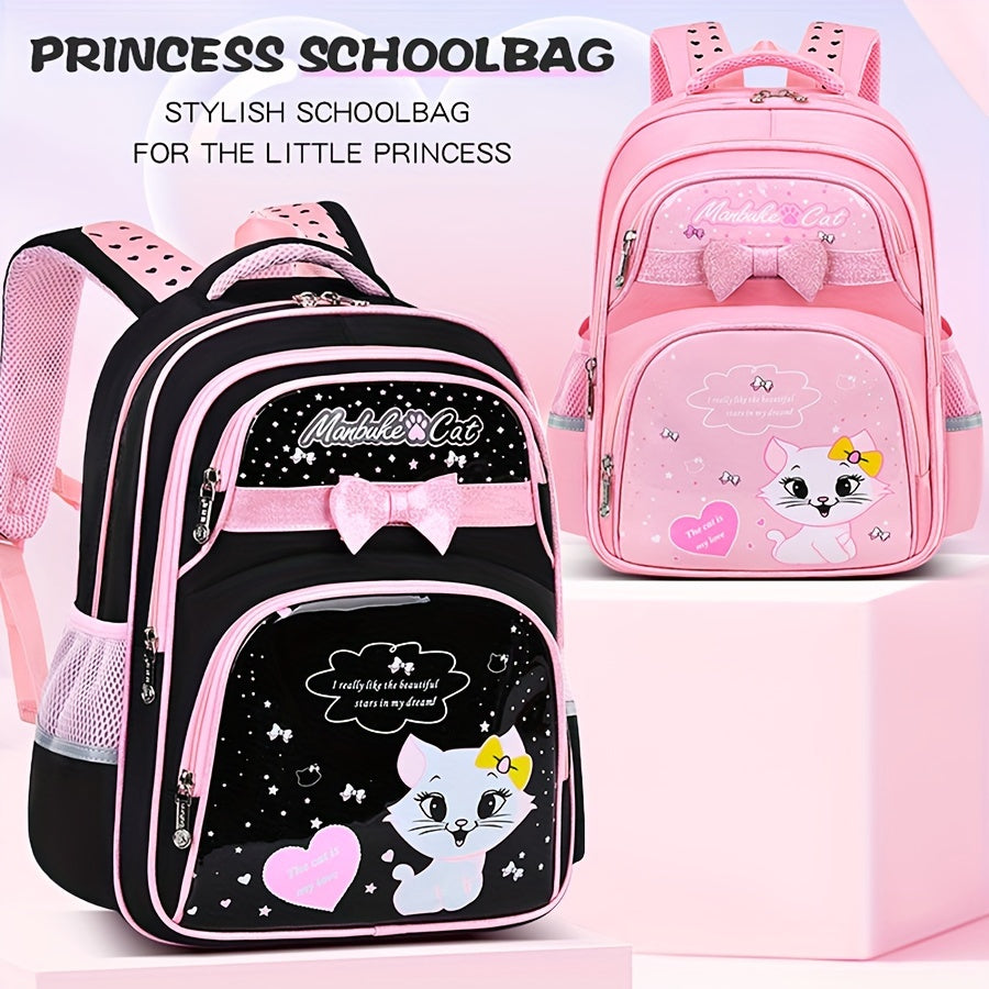 Girls' Cute Kitten Pattern Backpack - Cyprus