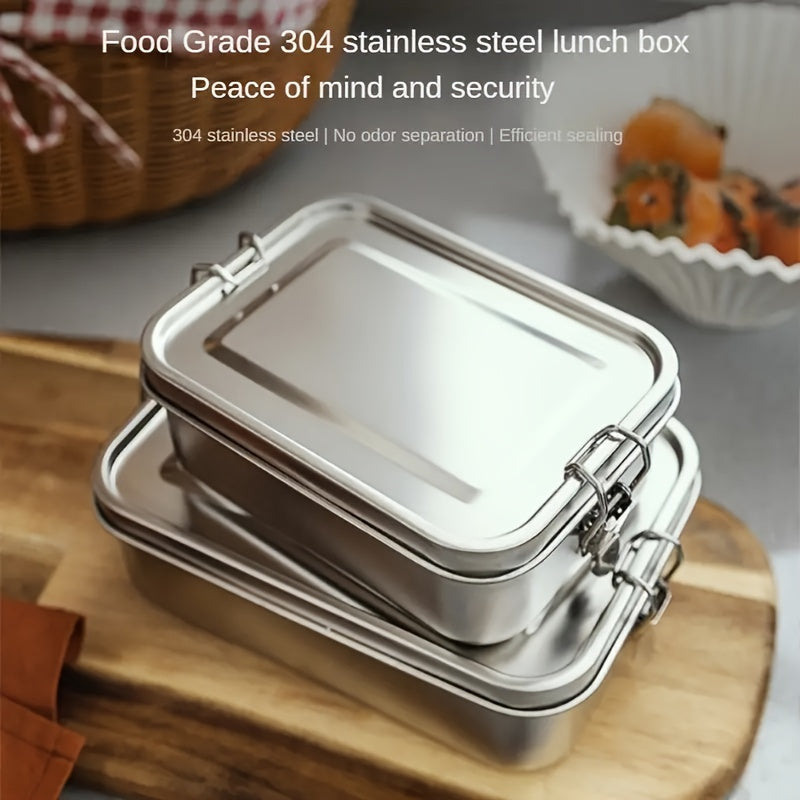 Square 304 Stainless Steel Bento Box with Lid - Portable Food Storage Container