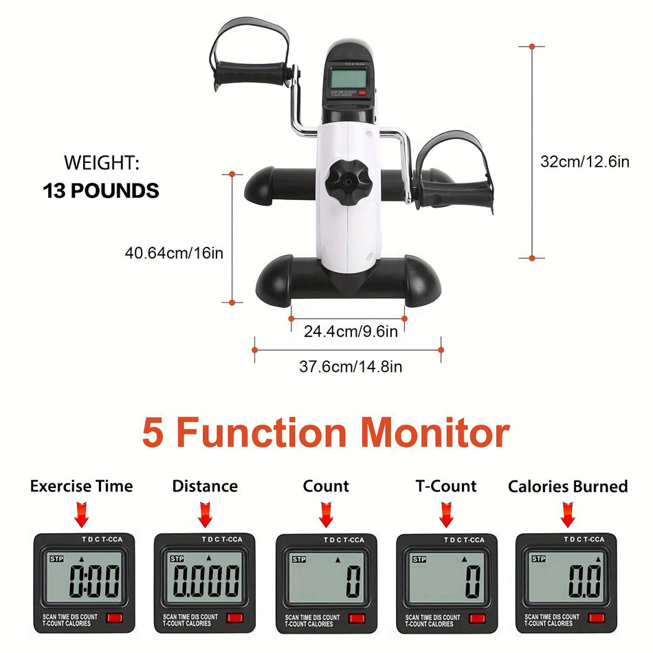 Portable Mini Exercise Bike for Seniors with Adjustable Resistance and LCD Display