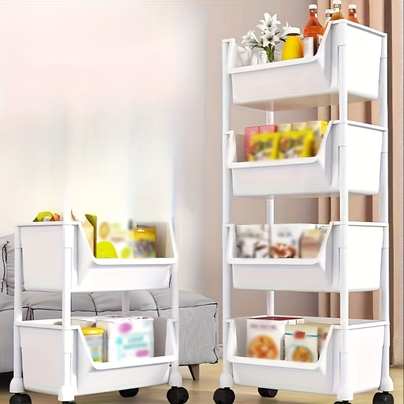 Multi-Purpose Plastic Rolling Storage Cart with Wheels