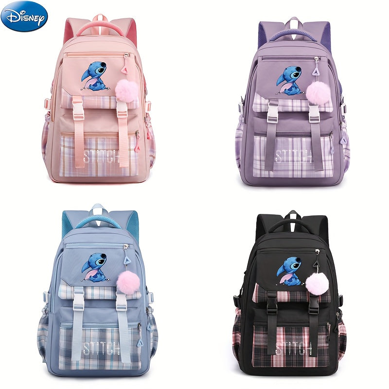 Stitch Plaid Large Capacity Nylon Backpack - Cyprus