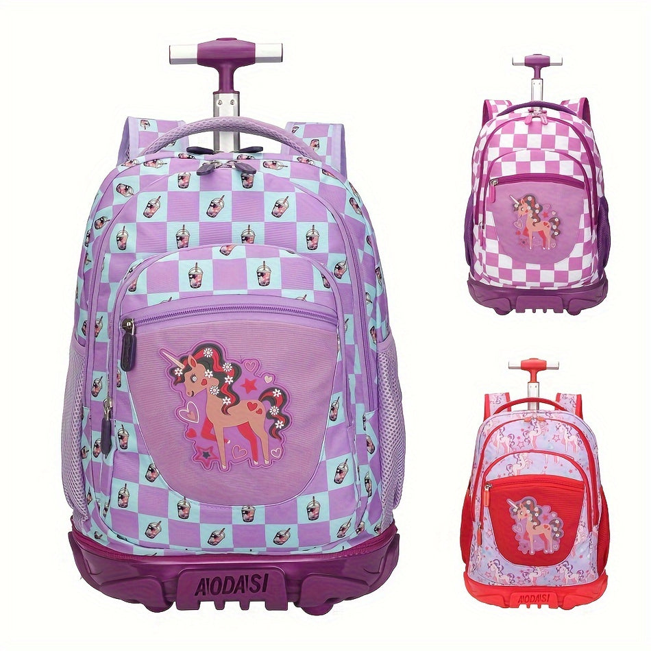 Unicorn Blue Checkerboard Trolley Backpack - Cyprus