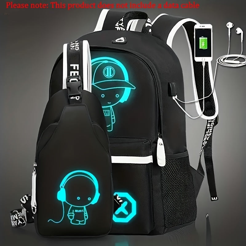 Printed Luminous Student Backpack Set For Boys - Cyprus