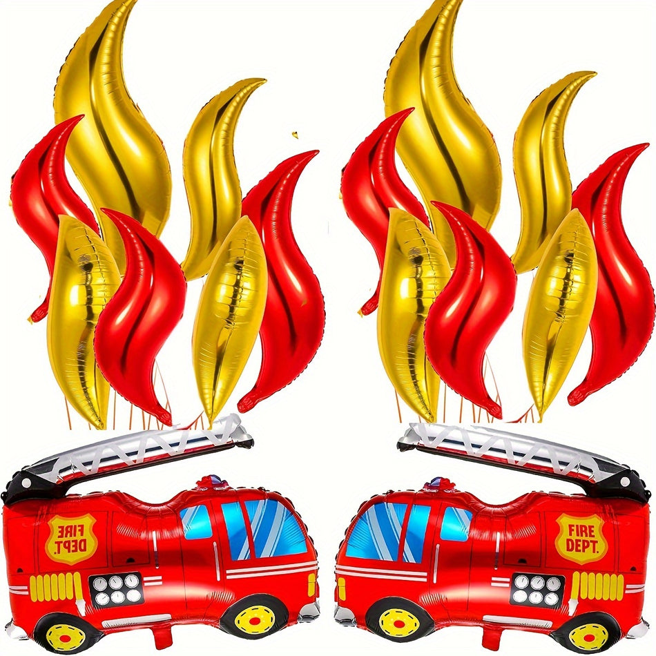 🔵 18pcs Fire Truck Firefighter Foil Balloon Set - Perfect for Firefighter Theme Parties and Celebrations - Cyprus