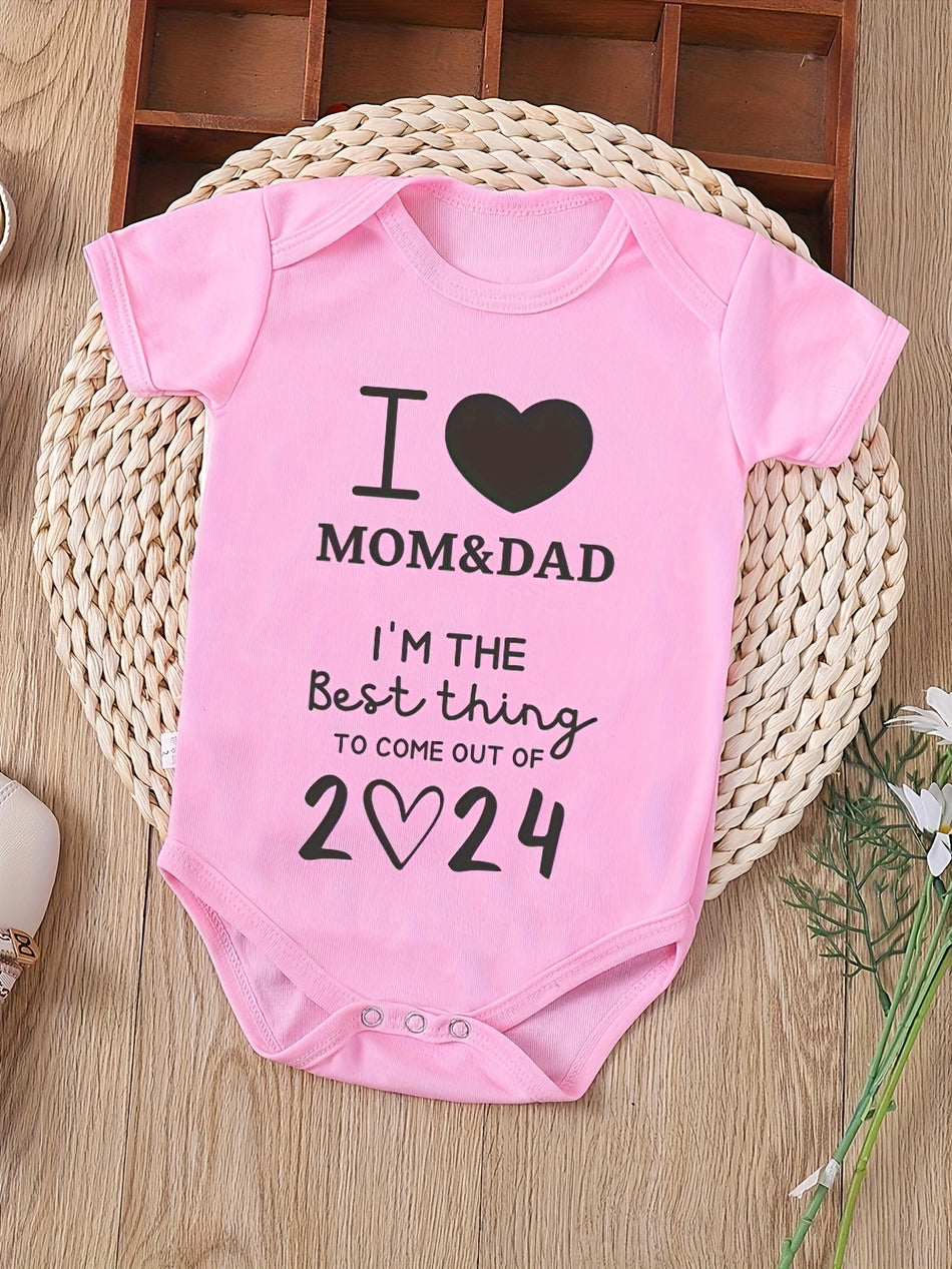 2024 New Letter Print Baby Romper - Summer Newborn Short Sleeve Bodysuit Pregnancy Gift - Cyprus