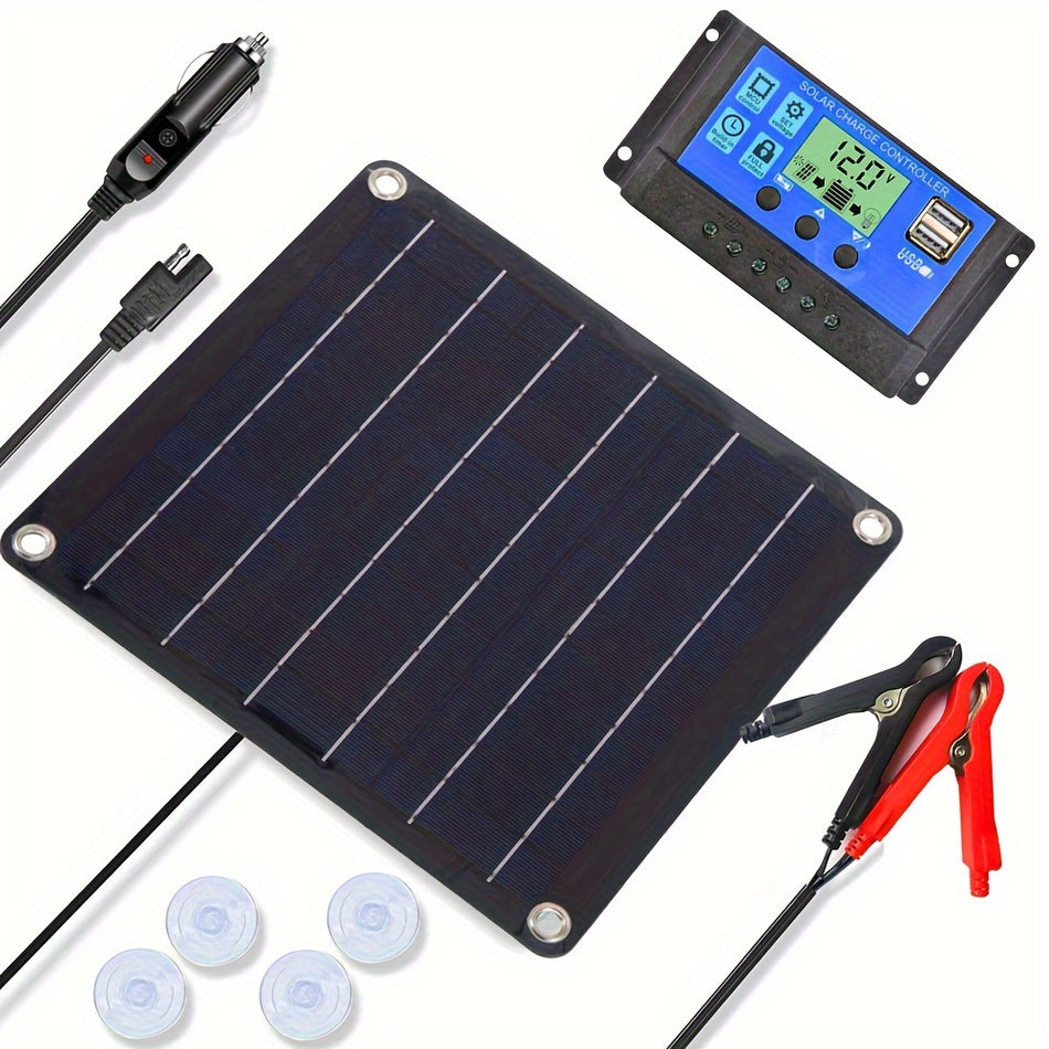 Portable Solar Panel Charger Kit for 12V/18V Vehicles and Equipment