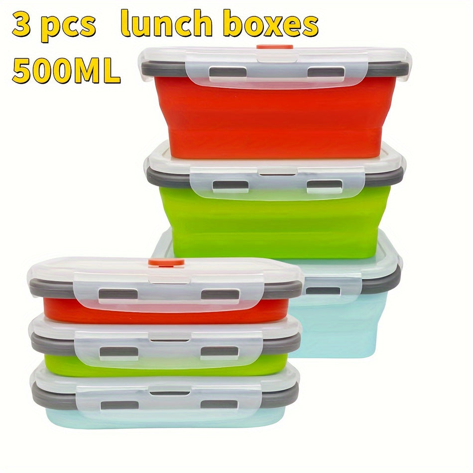 3-Piece Airtight Foldable Container Set - Microwave & Freezer Safe