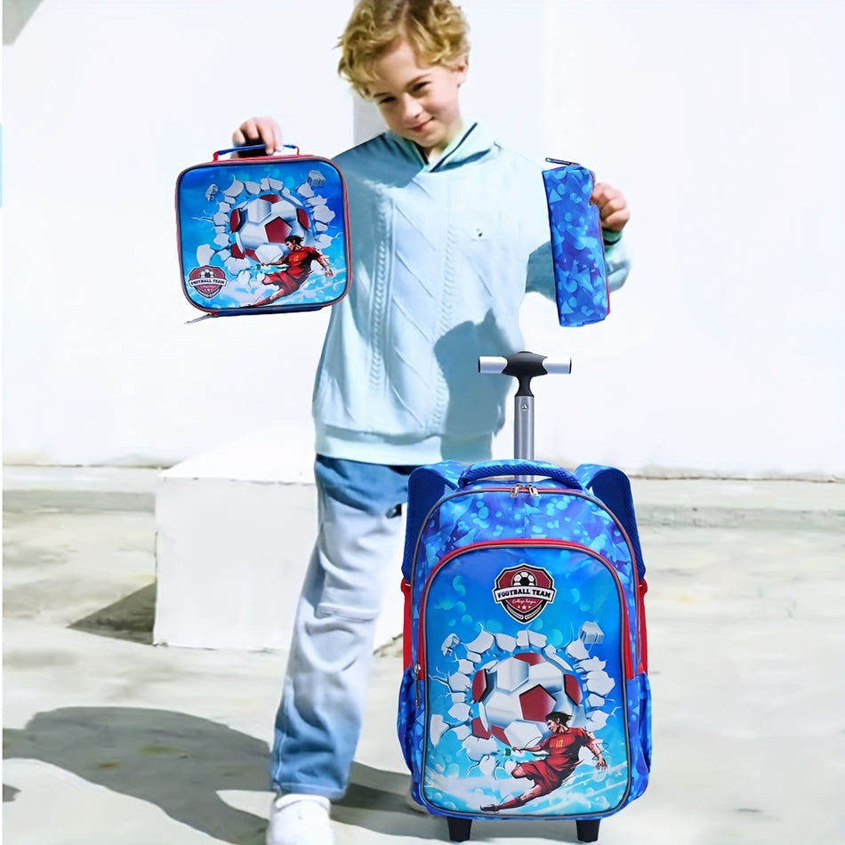 Cyan Soccer Glow-in-the-Dark 3PCS-Rucksack für Jungen-Zypern