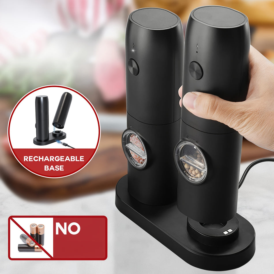 Rechargeable Automatic Electric Pepper and Salt Grinder Set with LED Light