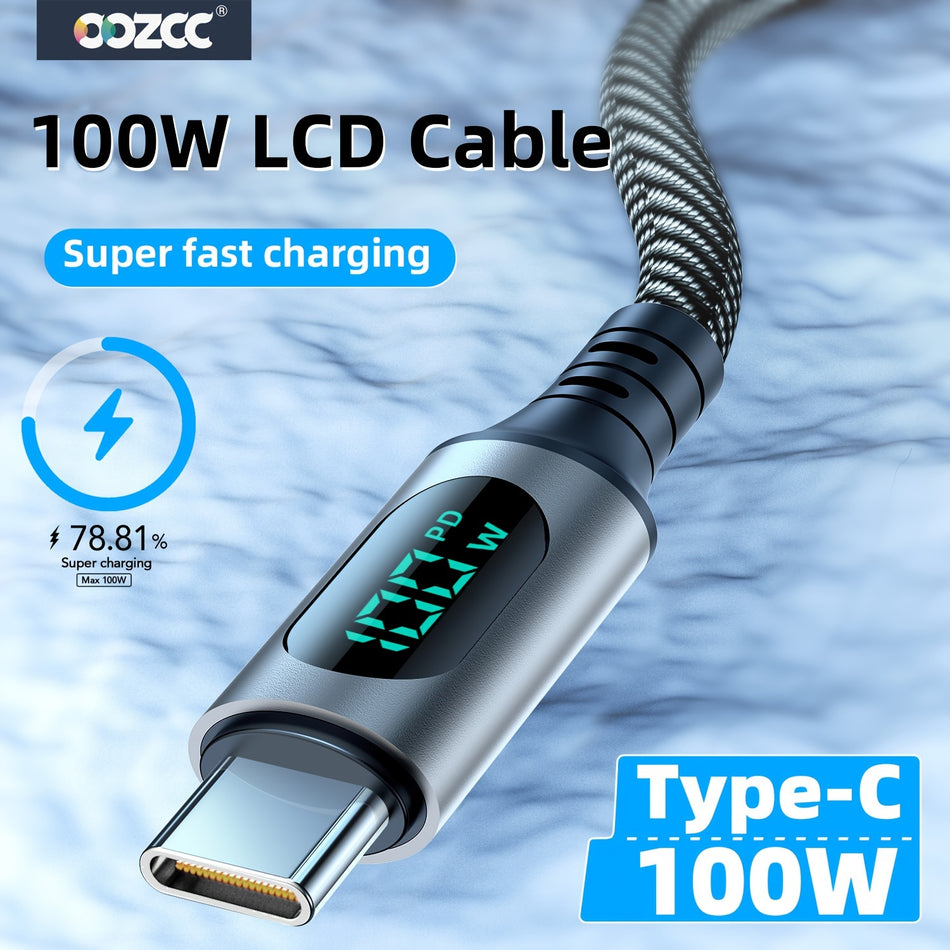 120W 6A USB Type C Charging Cable with LCD Display - Cyprus