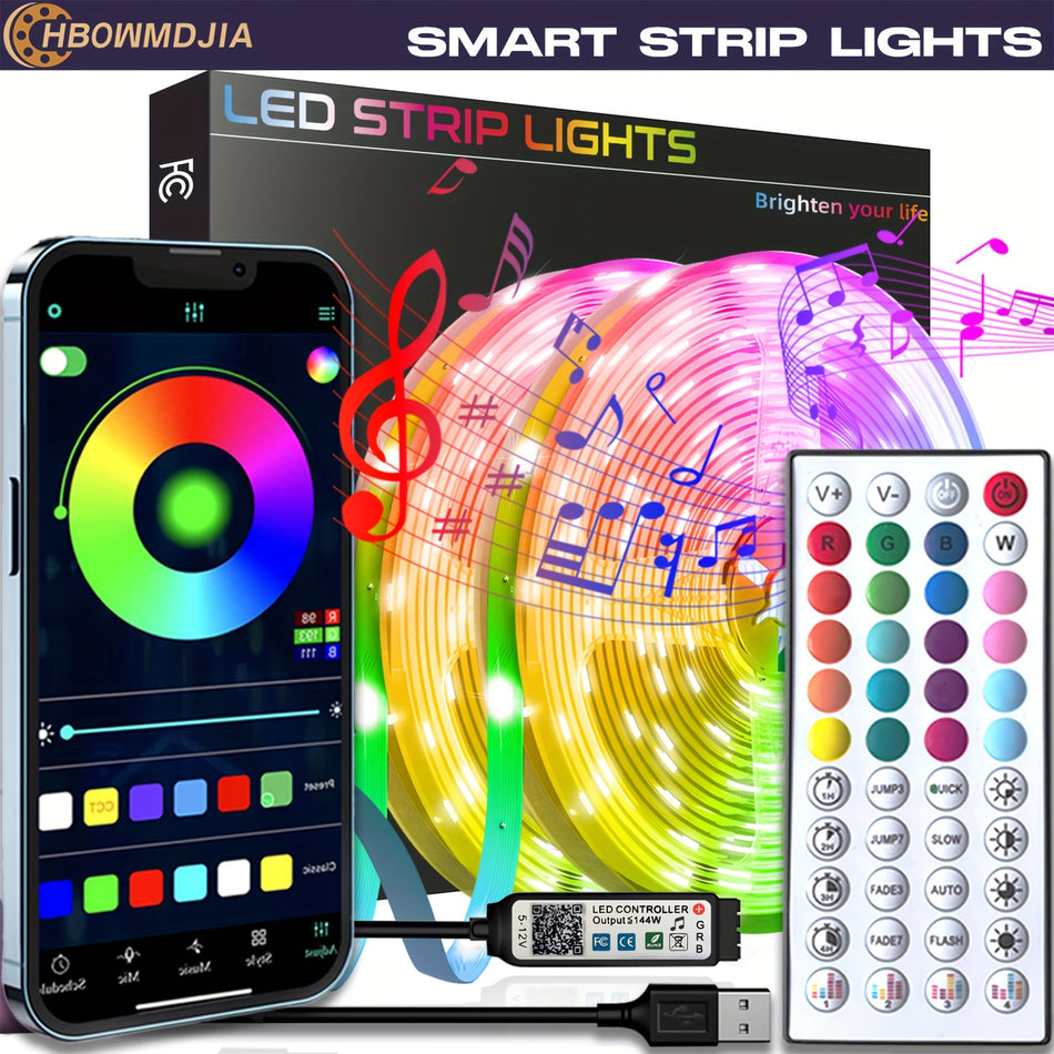 HBOWMDJIA LED Lights For Bedroom, 4.88meter-30.48meter Smart APP Control Music Sync Color Changing Strip Lights With Remote And Timing, for Room Home Party Decoration For Hotel