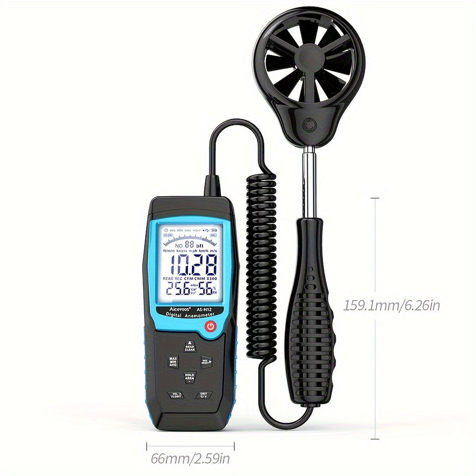 Aicevoos Handheld Digital Anemometer für Windgeschwindigkeit, Temperatur und Feuchtigkeitsmessung