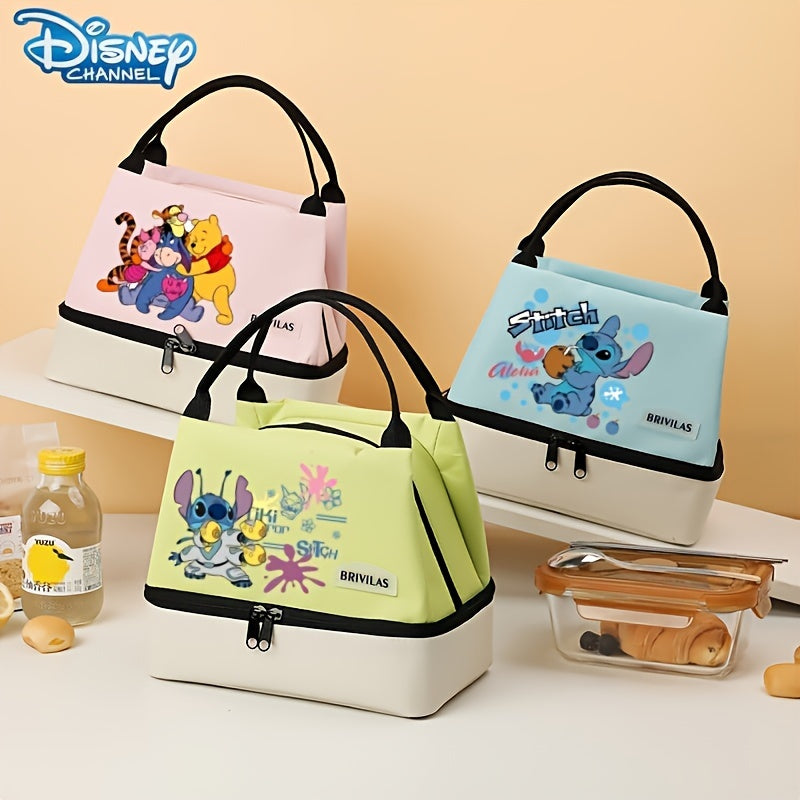 Stitch & Mickey Winnie Insulated Lunch Bag - Durable Oxford Fabric, Thick Aluminum Foil, Leak-Proof Cooler Tote - Cyprus