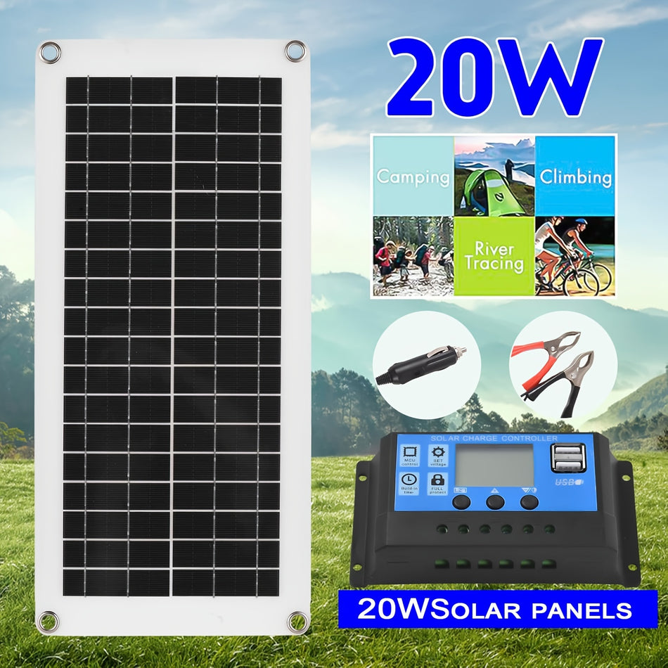 Portable 20W Solar Panel Kit with Magnetic Material - USB Powered for Phones, RVs, Cars - Cyprus