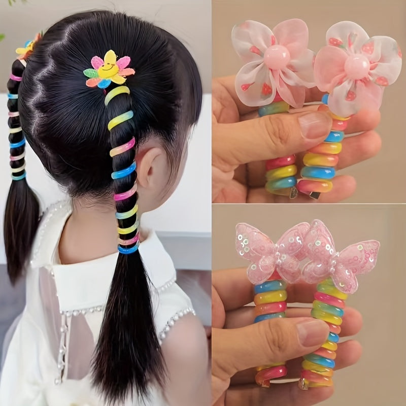 Y2K Gradient Color Spiral Hair Clip & Phone Cord Hair Ties - Cyprus