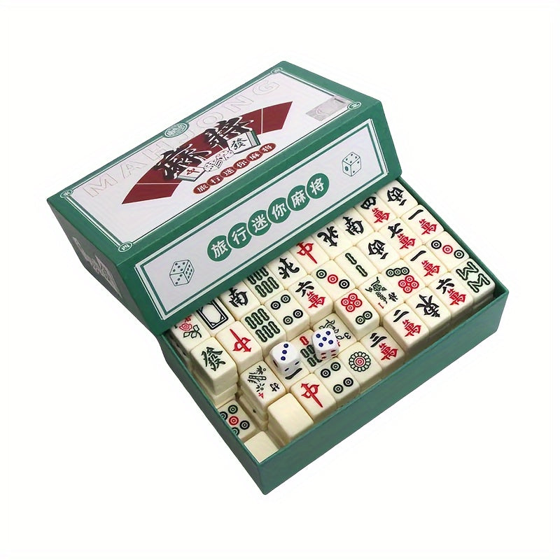 Otantik Mini Mahjong Seti - Family Fun ve Mantıksal Düşünme için Kompakt Seyahat Edition - Kıbrıs