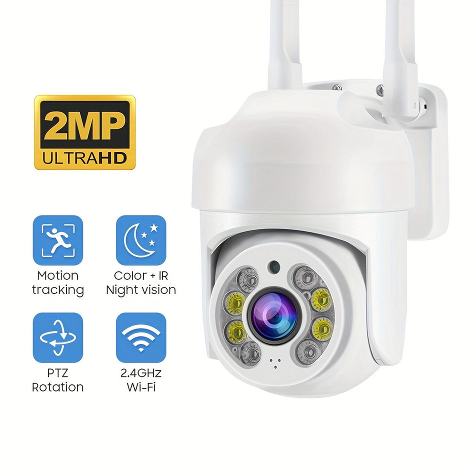 2MP Ultrahd Wi -Fi Εξωτερική κάμερα ασφαλείας με περιστροφή PTZ και ανίχνευση ανθρώπινης ανίχνευσης AI - Κύπρος