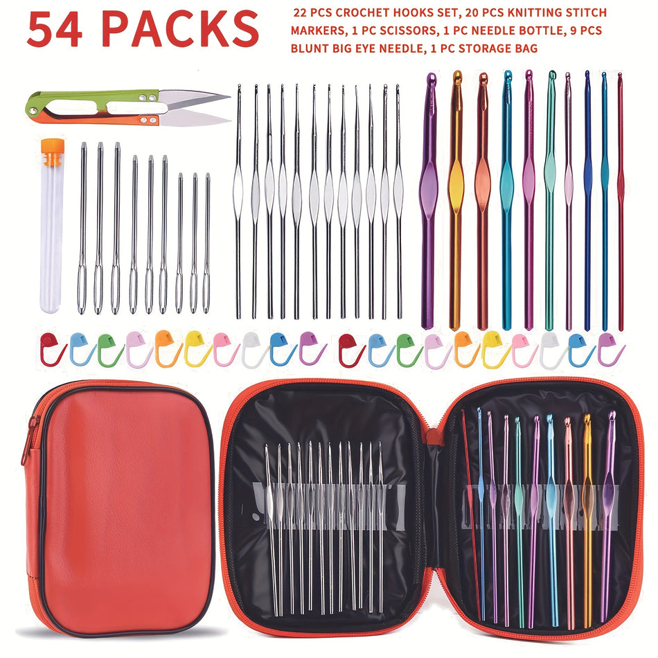 54pcs Crochet Needles Set with Storage Case - Ergonomic Design for DIY Hand Knitting Craft Art Tools - Cyprus