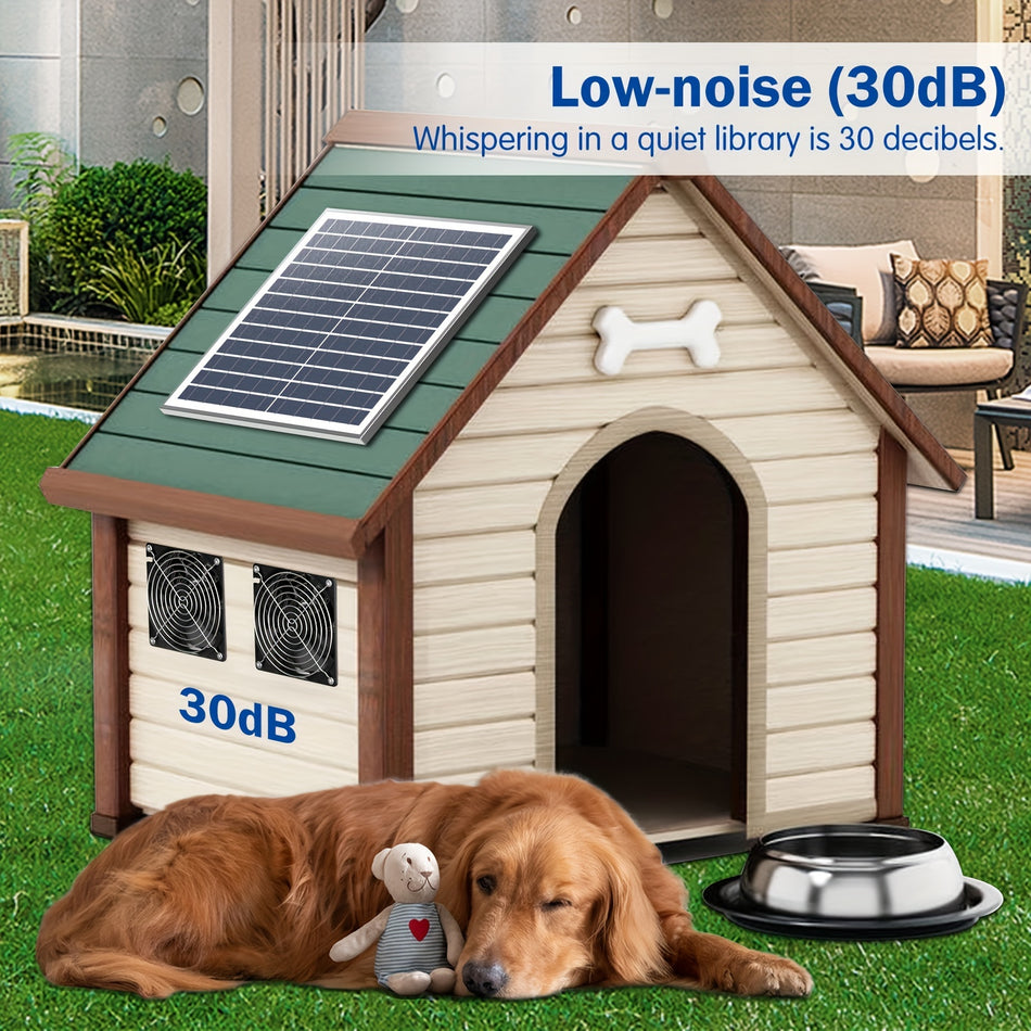 Solar-Powered Dual Fan Kit - Ideal for Greenhouse, Shed, Pet House - Cyprus