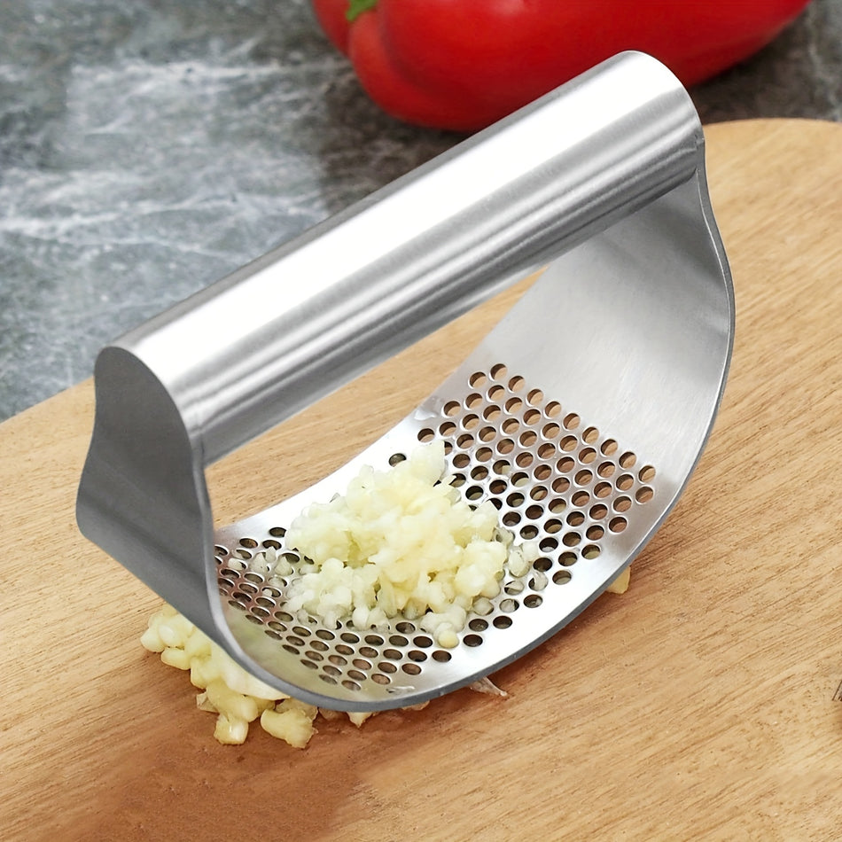 Stainless Steel Garlic Press - Manual Rocker Garlic Chopper & Mincer - Durable Metal Masher - Easy to Clean Cutter - Cyprus