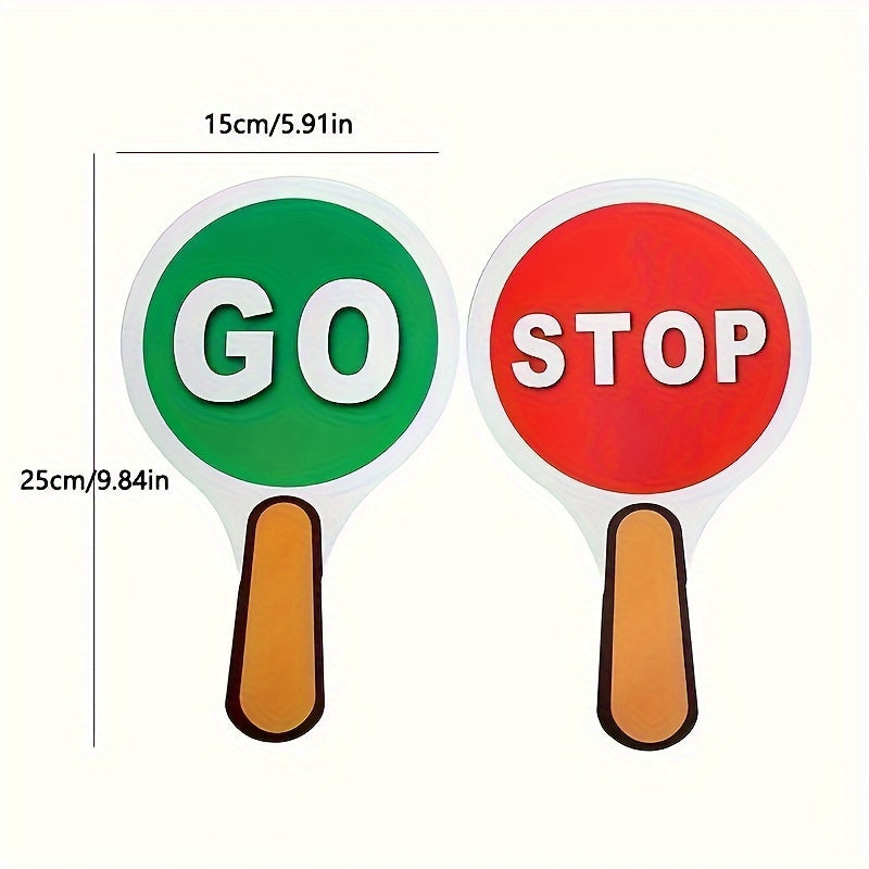 PVC Handheld Instruction Cards - "GO" & "STOP" Teaching Aids for Classroom Use