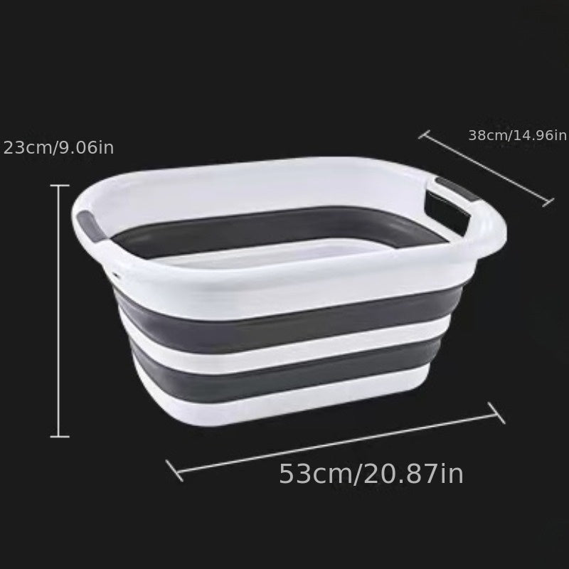 Versatile PVC Folding Laundry Basin with 3 Handles for Home & Outdoor Use