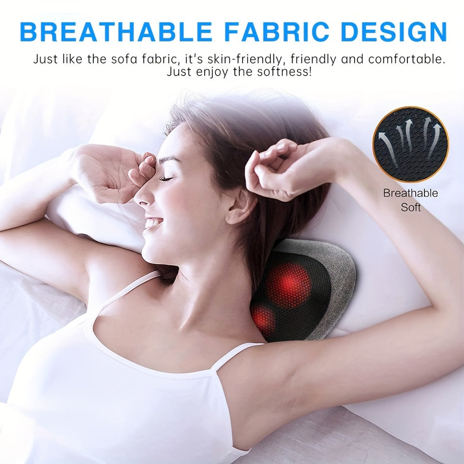 Electric Shiatsu Massage Pillow With Heat - Muscle Pain Relief - Breathable Design - Cyprus