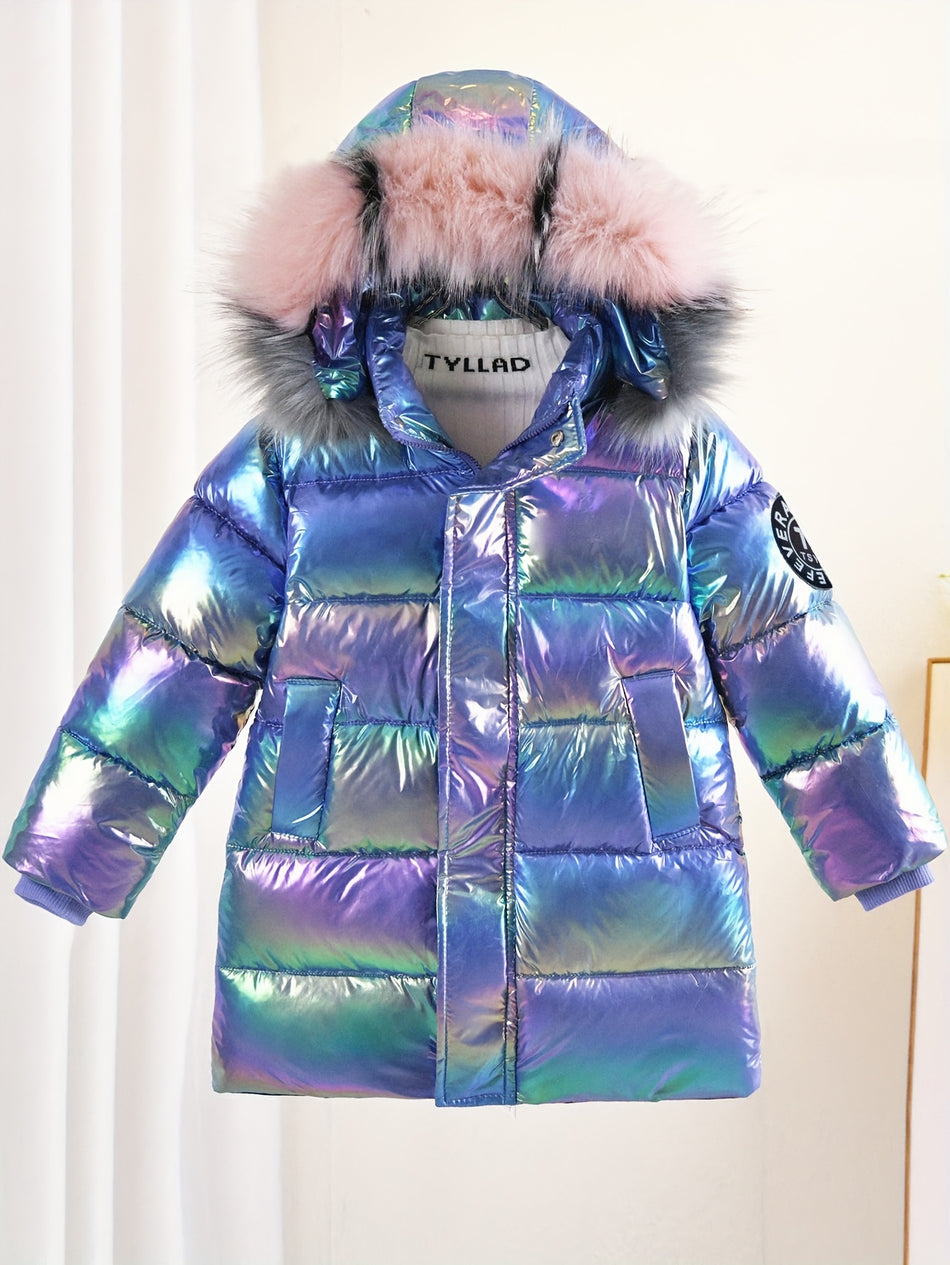 Girls Winter Shiny Hood Gradient Jacket - Кипр