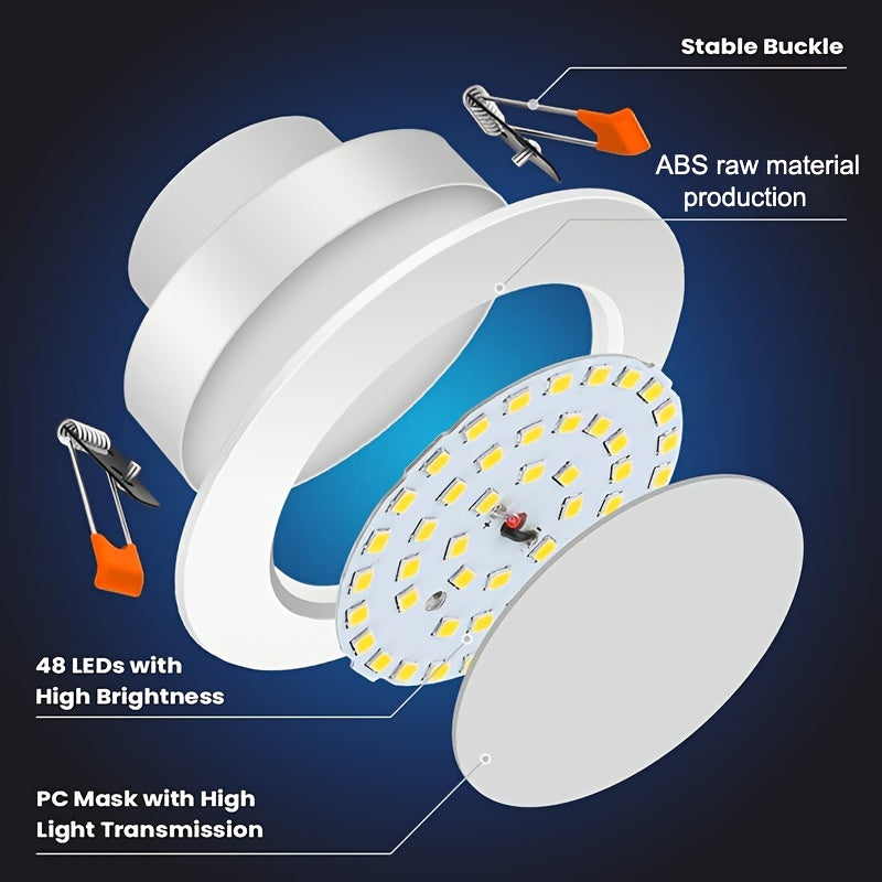 6pcs 120mm LED gömme tavan ışığı - 3000K sıcak beyaz ışık, 600 lm - Kıbrıs