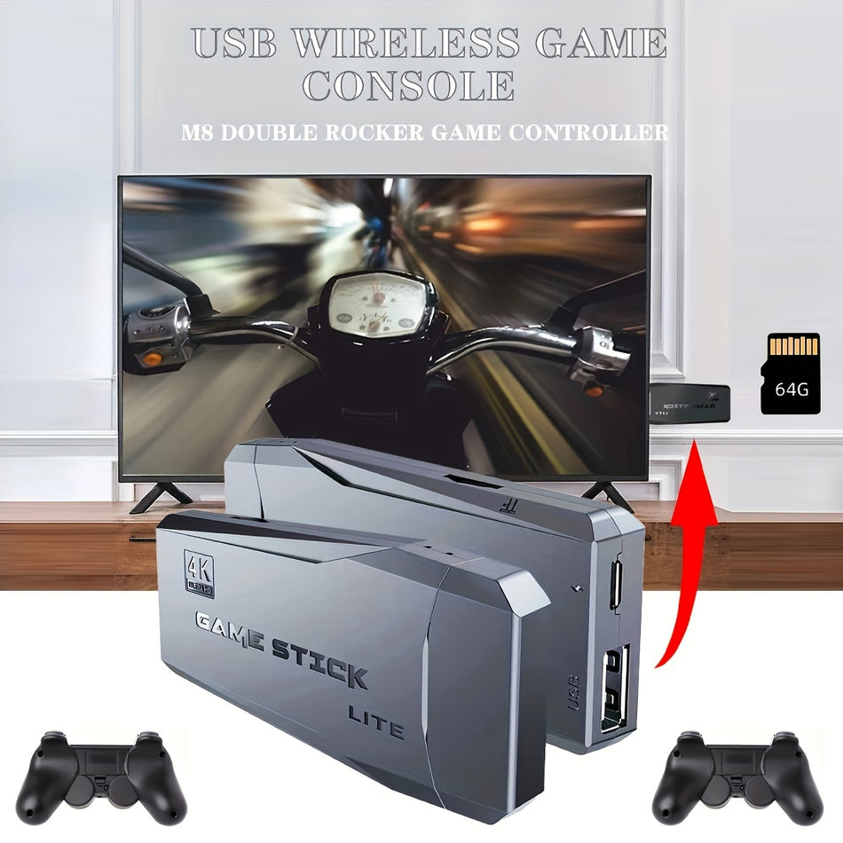 Upgraded Wireless Retro Gaming Console with Dual Controllers – 64GB Storage & 9 Emulators