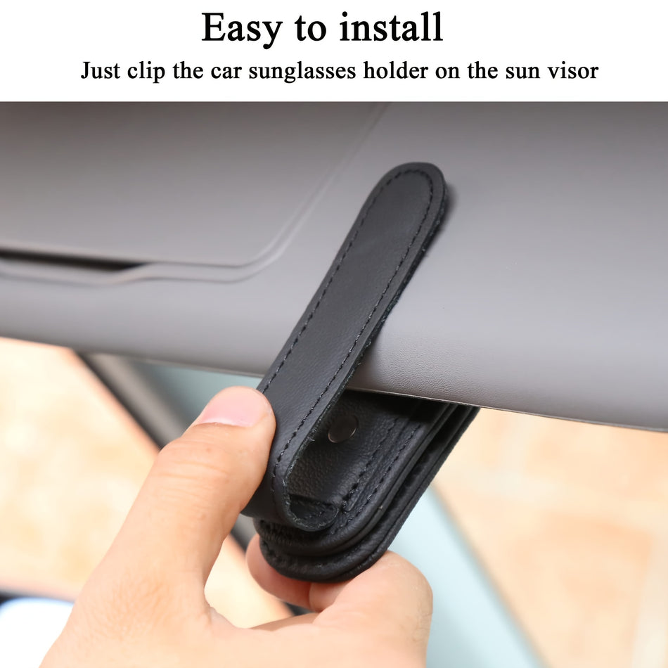 Magnetic PU Faux Leather Sunglasses Clip For Car Visor 🕶️