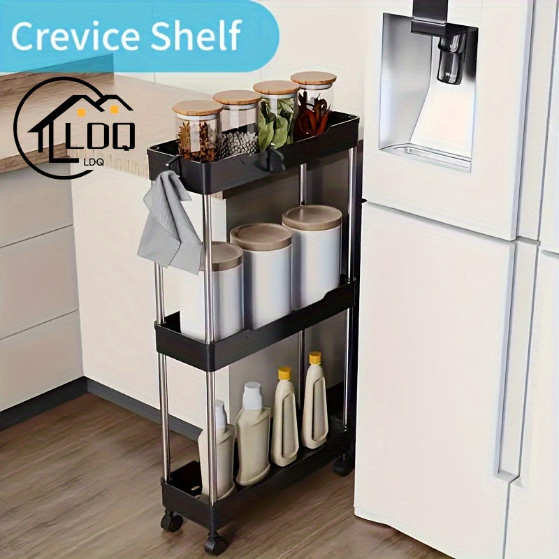 Multifunctional Slimline Rolling Storage Cart - 3/4 Tier Mobile Shelf