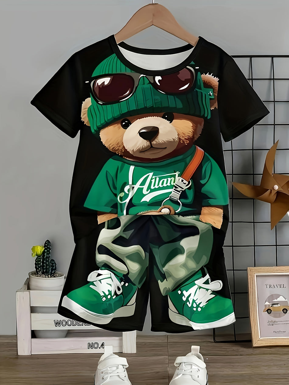 Hip Hop Bear Pattern Boys Boys 2pcs - Κύπρο