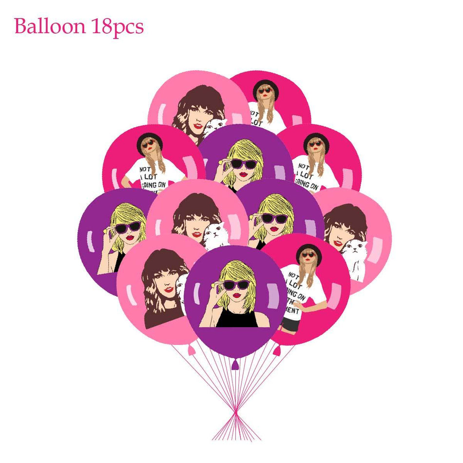 Taylor Swift Birthday Party Pack With Happy Birthday Banner, Cake Topper, Balloons - Cyprus