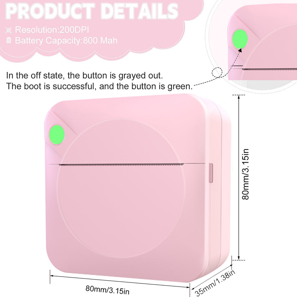 Mini Cep Yazıcısı - Fotoğraflar için Mürekkepsiz Termal Baskı ve Daha Fazlası - Kıbrıs