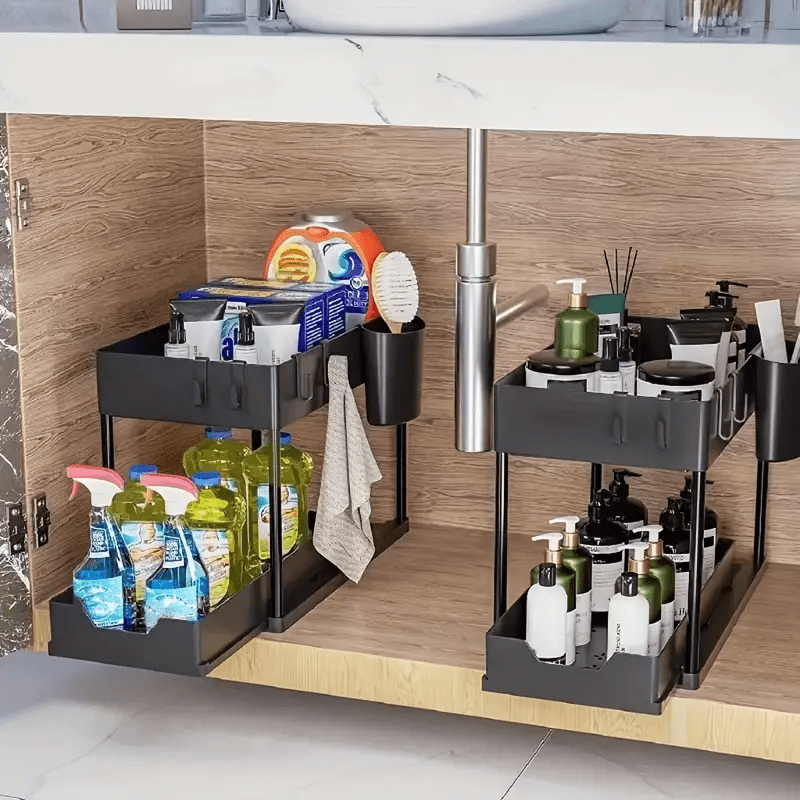 Under Sink Organizer With Sliding Drawer & Hooks - Cyprus