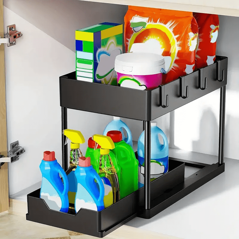 Under Sink Organizer With Sliding Drawer & Hooks - Cyprus