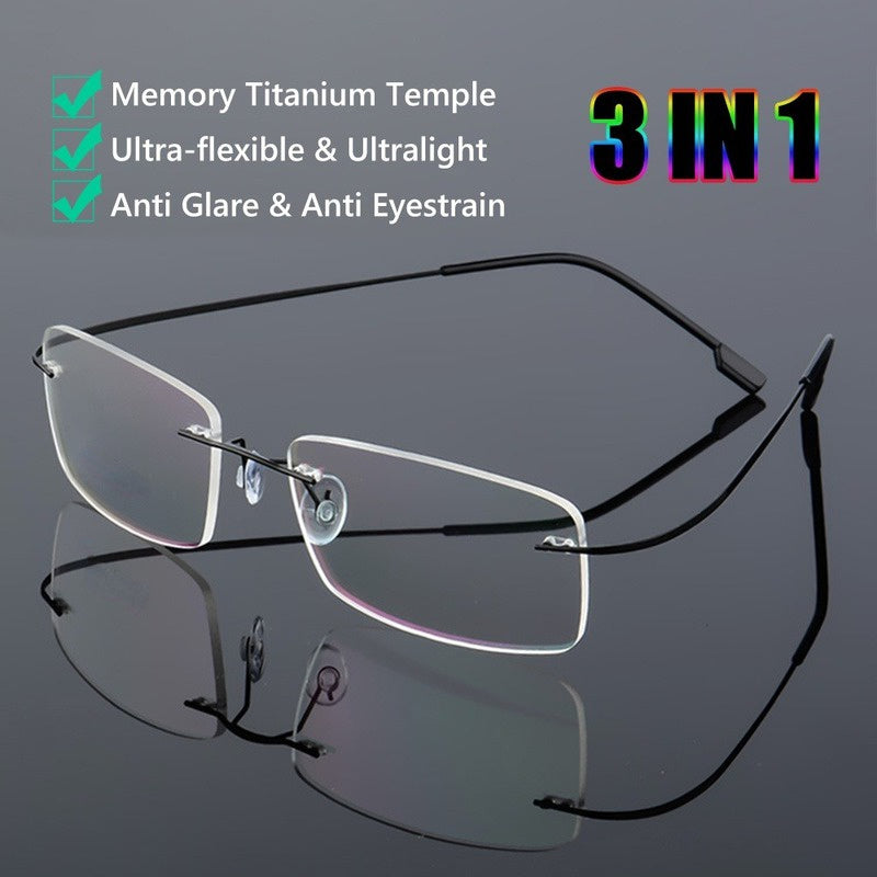 Men's Titanium Rimless Presbyopia Glasses +1.0 To +4.0 - Cyprus