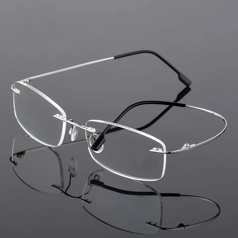 Erkekler Titanyum Rimless Presbyopia Gözlükleri +1.0 ila +4.0 - Kıbrıs