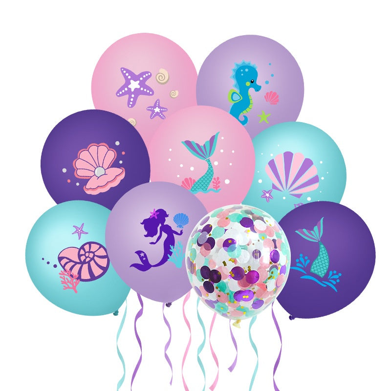 🔵 Mermaid Printed Latex Balloon Under The Sea Theme Birthday Party Decorations- Cyprus